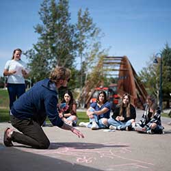 students outside