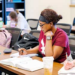 student in a classroom