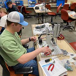 student in a classroom